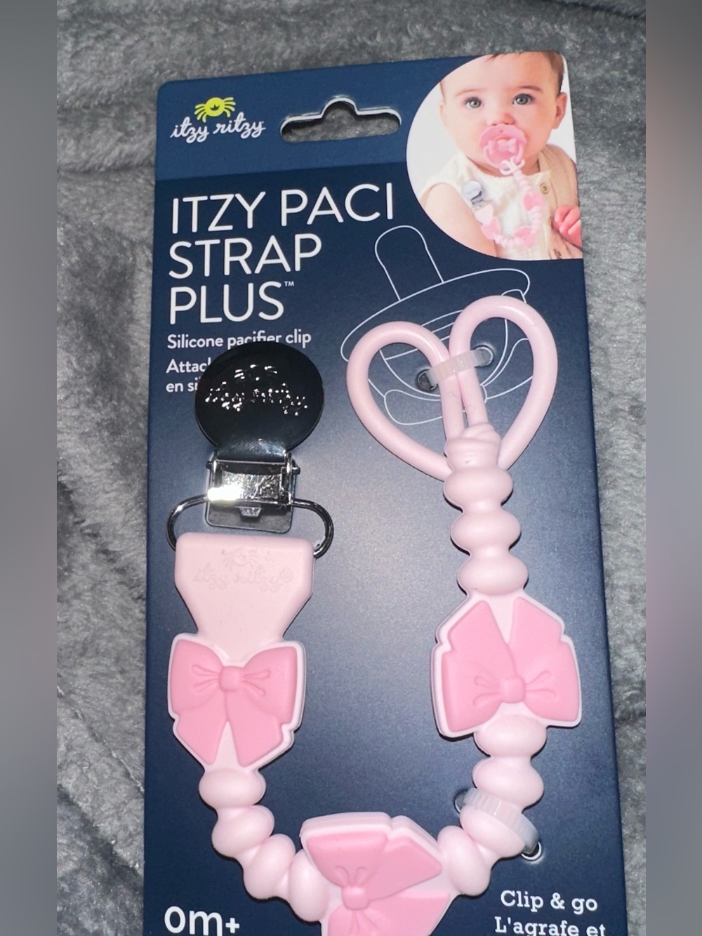 Itzy Ritzy Pink Silicone Pacifier Clip with Bow Beads